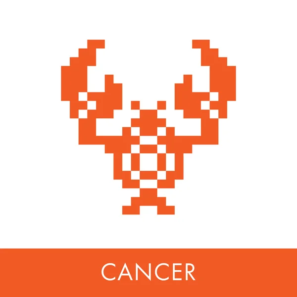 Signo do zodíaco do cancro. Ícones de símbolo ilustração plana. Gráficos de pixels . — Vetor de Stock