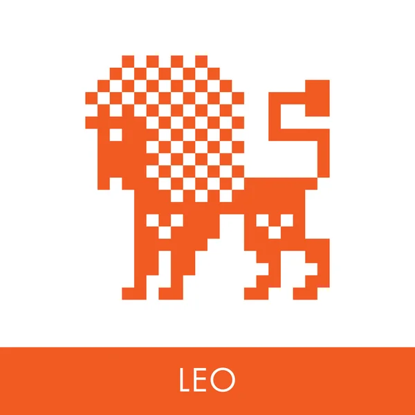 Signo do zodíaco Leo. Ícones de símbolo ilustração plana. Gráficos de pixels . — Vetor de Stock