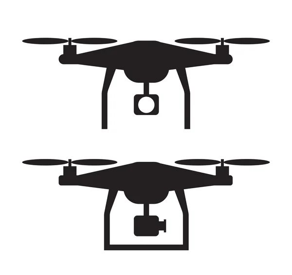 Drone Icon EPS. Símbolo Copter. Vista frontal e lateral . — Vetor de Stock