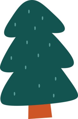 Geometrik şekilli ve pürüzsüz kenarlı bir çam ağacı. Ağaç üçgen biçiminde ve en az detayla biçimlendirilmiş. Çizgi film vektör illüstrasyonu.