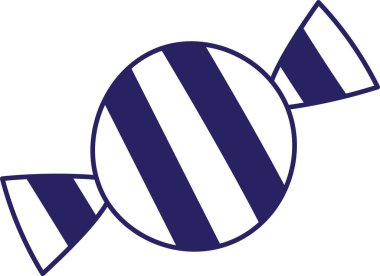 Kalın çapraz çizgilerle sarılmış, temiz bir vektör tarzı olan bir şeker. Tatlı, gösterişli, modern bir ambalaj kağıdıyla kaplanmış. Çizgi film vektör illüstrasyonu.