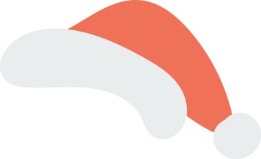 A Santa hat with a fluffy pom pom in a simple vector style. The illustration shows a classic holiday hat with a soft trim. Cartoon vector illustration.