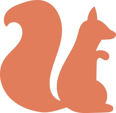 Squirrel silhouette with a large bushy tail in a cartoon style. Rodent outline featuring prominent tail in a playful form. Cartoon vector illustration