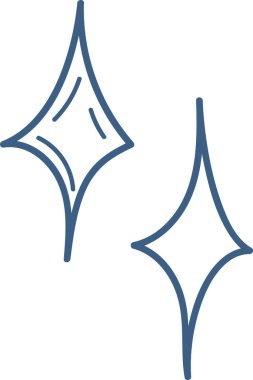 Two abstract stars drawn with clean lines and simple shapes. Geometric star forms with smooth outlines and minimal details. Cartoon vector illustration.