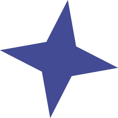 A geometric four-pointed star with sharp edges in a bold style. The star features a dynamic, angular design with a modern aesthetic. Cartoon vector illustration.