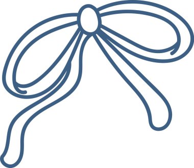 A simple line drawing of a ribbon bow with flowing loops and tails. The bow is depicted in a clean, continuous outline style. Cartoon vector illustration.