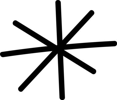 Kalın çizgileri ve geometrik tarzı olan bir kar tanesi çizimi. Çizim, simetrik dalları olan yıldıza benzer bir desen içeriyor. Çizgi film vektör illüstrasyonu.