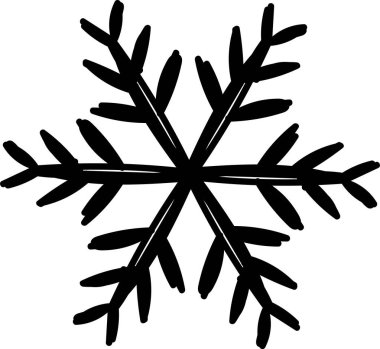 Kalın açılı, düz çizgi şeklinde dalları olan geometrik bir kar tanesi. Simetrik tasarım keskin kenarlara ve dengeli bir yapıya sahiptir. Çizgi film vektör illüstrasyonu.