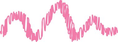 Dalgalı bir karalama çizgisi, dalgalı, el çizimi tarzında. Resimde dinamik ve kıvrımlı bir vuruş ve sıradan bir görünüm sergileniyor. Çizgi film vektör illüstrasyonu.