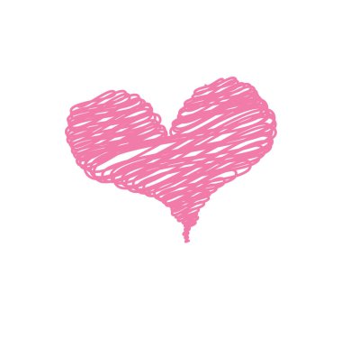Kaba, karalanmış çizgilerle çizilmiş bir kalp şekli. Resimde elle çizilmiş bir kalbi tasvir ediliyor. Dokulu, özgür bir teknik kullanılarak. Çizgi film vektör illüstrasyonu.