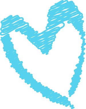 Karalanmış dokuyla çizilmiş bir kalp şekli. Kabataslak çizgiler, kalbin neşeli bir taslağını oluşturuyor. Çizgi film vektör illüstrasyonu.