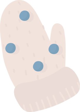 Düz benekli, büyük puantiyeli bir eldiven. Eldivende dairesel desenler ve basit bir tasarım var. Çizgi film vektör illüstrasyonu.