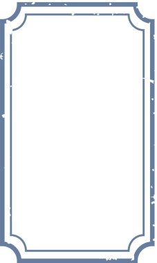 Sıkıntılı kenarları ve zarif köşeleri olan klasik dikdörtgen bir çerçeve. Süslü kenar, yıpranmış görünümlü klasik bir tasarım içeriyor. Çizgi film vektör illüstrasyonu.
