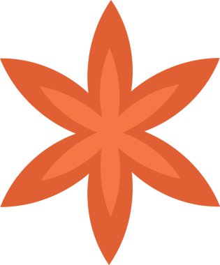 Altı köşeli bir yıldız çiçeği. Simetrik taç yaprakları geometrik tarzda. Çiçek şekli, keskin kenarları olan dairesel bir düzende düzenlenmiş. Çizgi film vektör illüstrasyonu.