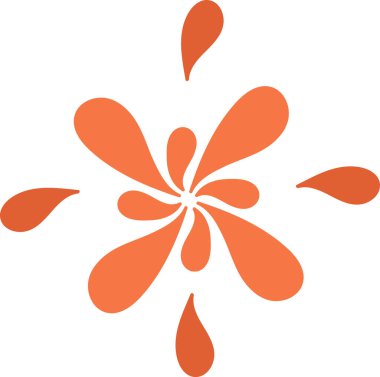 Radyasyon düzeninde gözyaşı damlası şekilli soyut bir çiçek patlaması. Tasarım, dinamik bir şablon oluşturan simetrik yaprak benzeri elementlere sahiptir. Çizgi film vektör illüstrasyonu.