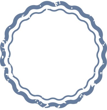 Dalgalı kenarları olan dairesel bir çerçeve ve temiz vektör tarzında gergin bir doku. İllüstrasyonda dalgalı çizgileri olan dokulu yuvarlak bir sınır yer alıyor. Çizgi film vektör illüstrasyonu.