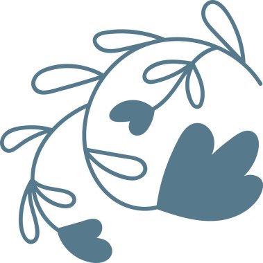 Akan çizgileri ve kalp şeklindeki taç yapraklarıyla basit bir sanat tarzında stilize edilmiş çiçek. Resimde, kıvrımlı çizgileri ve soyut yaprak şekilleri olan bir çiçek motifi tasvir ediliyor. Çizgi film vektör illüstrasyonu.