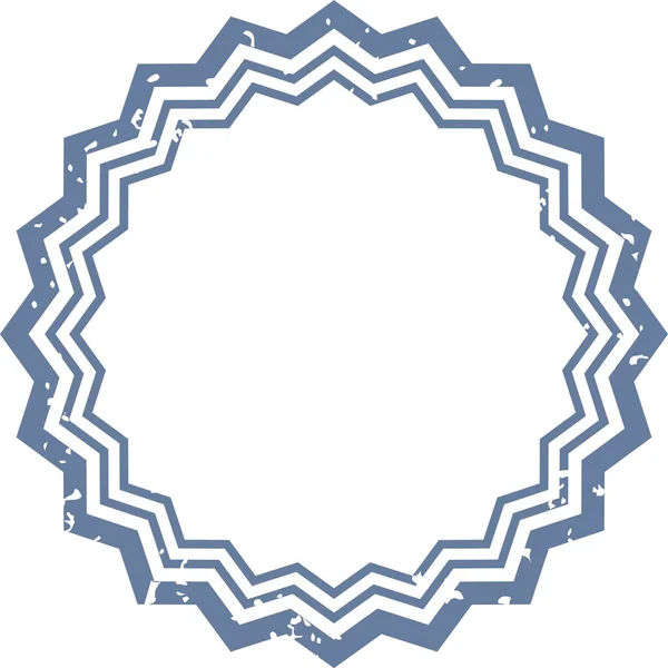 Sıkıntılı bir dokusu ve zikzak kenarları olan geometrik bir yıldız patlaması çerçevesi. Tasarım, cesur bir taslak oluşturan simetrik bir desen içeriyor. Çizgi film vektör illüstrasyonu.