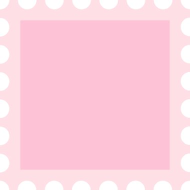 Çizgi film tarzında noktalı kenarlı kare bir posta pulu. Çizimde, merkezi boş bir bölgeyi çevreleyen delinmiş bir kenar tasvir ediliyor. Çizgi film vektör illüstrasyonu.