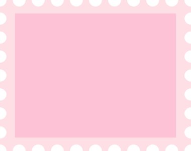 Çizgi film tarzında noktalı kenarlı dikdörtgen bir posta pulu. Pul dairesel kenarlarla çevrili boş bir merkezden oluşuyor. Çizgi film vektör illüstrasyonu.