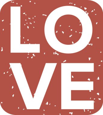 Kalın harfler, dikdörtgen bir düzende sıkıntılı bir dokuyla aşkı heceler. Kelime dikey ve yatay olarak grunge etkisi ile sıralanmıştır. Çizgi film vektör illüstrasyonu.