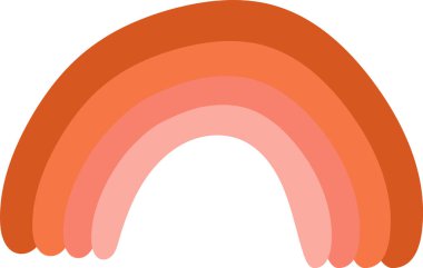 Katmanlı kemerli düz bir gökkuşağı. Eğri şeritler simetrik bir yay deseni oluşturur. Çizgi film vektör illüstrasyonu.