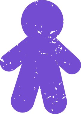 Sıkıntılı bir etkisi olan bir insanın dokulu silueti. Şeklin yıpranmış bir görünüşü ve dağınık benekleri var. Çizgi film vektör illüstrasyonu.