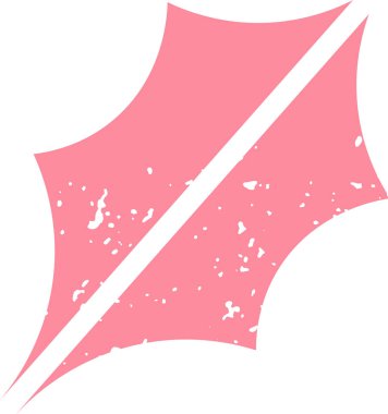 Kalıplı yüzeyi olan kutsal bir yaprağın stilize edilmiş silueti. Görüntü sivri uçlu ve dağınık benekli tek bir yaprak şeklini tasvir ediyor. Çizgi film vektör illüstrasyonu.