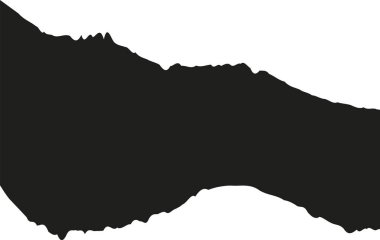 Çizgi film tarzında tırtıklı kenarları olan yırtık bir defter kağıdı. Yırtık kağıdın bir dağ siluetine benzeyen düzensiz bir sınırı var. Çizgi film vektör illüstrasyonu.