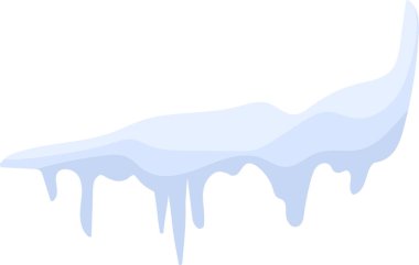 Çizgi film tarzında pürüzsüz kıvrımları ve keskin kenarları olan buz saçağı kapağı. Donmuş damlalar kardan belli bir şekilde sarkıyor. Çizgi film vektör illüstrasyonu.