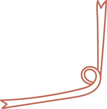 Bir köşede pürüzsüz ve zarif bir şekilde kıvrılan bir kurdele çizimi. Kurdele zarifçe kıvrılıp köşede bir döngü oluşturuyor. Çizgi film vektör illüstrasyonu.