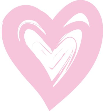 Değişken fırça darbeleriyle dolu bir kalp şekli. Soyut tasarım geniş eğriler ve akış çizgileri içerir. Çizgi film vektör illüstrasyonu.