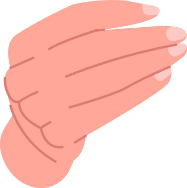 Basit çizgiler ve gölgelerle alkış pozisyonunda çizgi film karakteri. Resimde alkış jestinde parmaklar ve avuç içleri görülüyor. Çizgi film vektör illüstrasyonu.