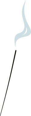 Tütsü dumanı temiz bir vektör tarzında yayar. Duman ince çubuktan yukarıya doğru kıvrılıyor. Çizgi film vektör illüstrasyonu.