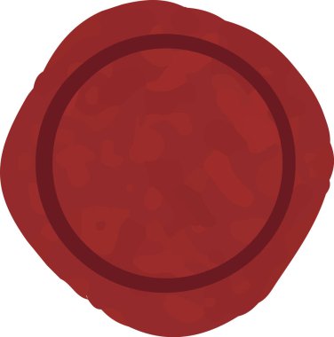 Kaba kenarı ve halkası olan balmumu mühür, düz gölgeleme, temiz dış hatlar. Ortaçağ pul çemberi, desenli damlalar, boş amblemler, pürüzsüz hatlar, çizimler. Çizgi film vektör illüstrasyonu