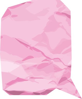 Katmanlı gölgeli ve keskin kıvrımlı buruşuk kağıt konuşma balonu. Buruşuk sohbet balonu açısal kırışıklıkları ve kağıt doku detaylarını gösteriyor. Çizgi film vektör illüstrasyonu