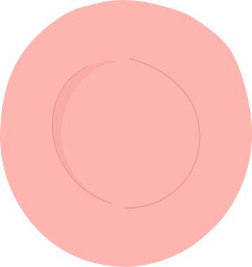 Yumuşak çizgileri ve ince gölgeli yuvarlak bir plaka. Dairesel çanak basit bir dış hatlara ve nazik kıvrımlara sahiptir. Çizgi film vektör illüstrasyonu.