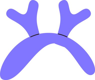 Basit bir vektör tarzında boynuz şekilli stilize bir saç bandı. Çizimde kavisli bir şeritte iki soyut boynuz biçimi yer alıyor. Çizgi film vektör illüstrasyonu.