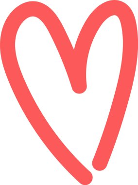 Kalp şekli düzgün düz hatlarla çizilmiş, düz hatlarla çizilmiş. Gevşek fırça darbesi ve açık döngü formuyla yapılmış kıvrımlı amblem. Çizgi film vektör illüstrasyonu