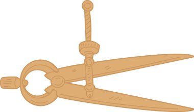 Metal taslak ayırıcı, uzun bacakları, vidası, düz çizgisi ve düz gölgesi var. Antik ölçüm aracı kontür biçimi, hassas biçim ve yumuşak doku ile yapılır. Çizgi film vektör illüstrasyonu