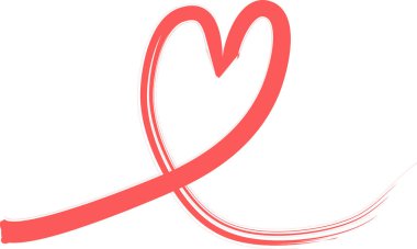 Kalp şekli fırça darbesiyle düzgün bir şekilde çizilmiş. Kıvrımlı kurdele izi nazik bir döngü oluşturur ve ince, elle çizilmiş bir görünüm. Çizgi film vektör illüstrasyonu