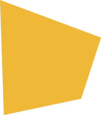 Keskin açılı çokgen kama, düz dolgu, temiz vektör çizgisi. Düzensiz dörtlü form, kalın blok silueti, soyut panel kenarları. Çizgi film vektör illüstrasyonu