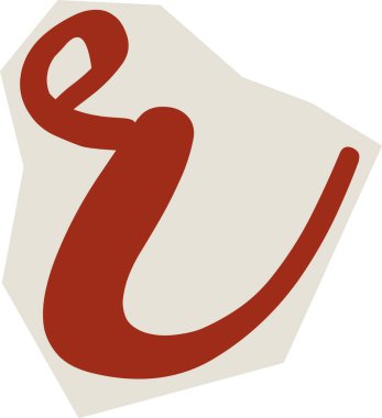 Kenarları pürüzlü, düz gölgelendirme ve temiz negatif alan üzerinde kıvrımlı tırtıklı V harfi. Yırtık çarşaf üzerindeki el kesimi tipografik kabartma, kalın vuruş. Çizgi film vektör illüstrasyonu