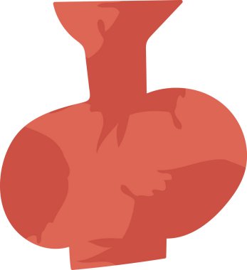 Düz olmayan şekilleri ve düz gölgeli, kalın geometrik hatları olan vazo silueti. Kaba kenarları ve katmanlı tonu olan çömlek biçimi. Çizgi film vektör illüstrasyonu