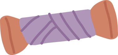 Gevşek ambalajlı ve düz şekilli, pürüzsüz bir çizgi film tarzıyla özetlenmiş, nakışlı bir diş ipi. Makaradaki iplikler, düzgün kıvrımlar, yumuşak gölgeler. Çizgi film vektör illüstrasyonu