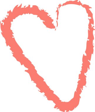 Kaba fırça darbesi ve organik kenarı olan kalp çizgisi, boş arka planda izole edilmiş. Aşkın sembolü, romantizm, ilgi, ilgi ve şefkat ile grunge dokusu ve yaratıcı titreşim. Çizgi film vektör illüstrasyonu.