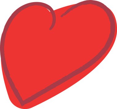 Kalbin eğimli şekli ve pürüzlü fırça hatlarıyla, cesur bir hatla çizilmiş. Aşk, romantizm, ilgi, tutku ve sevginin sembolü. Karşılama ya da düğün teması için mükemmel. Çizgi film vektör illüstrasyonu.