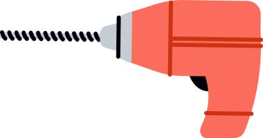 Sarmal direkli matkap ucu, yan görüş, kalın şekiller ve temiz çizgiler. İnşaat, onarım, DIY, alet işi, tamirat, donanım ve işçilik sembolü. Çizgi film vektör illüstrasyonu.