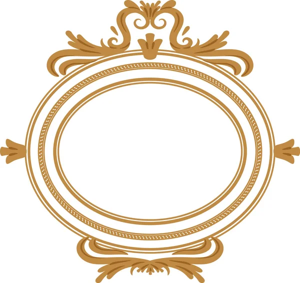 Oval çerçeveyi barok kaydırma, filigran süslemeleri ile süslemek ve metin veya fotoğraf için boş merkez. Lüks, zarafet, miras ve birinci sınıf kalitenin sembolü. Çizgi film vektör illüstrasyonu.