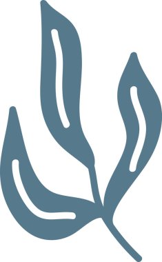 Üç uzun bıçaklı ve temiz bir siluette iç toplardamar şekilli bir dal. Doğanın, büyümenin, sağlığın ve organik saflığın sembolü. Çizgi film vektör illüstrasyonu.